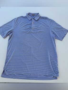 Peter Millar Shirt Mens XL Blue White Striped Summer Comfort Performance Golf